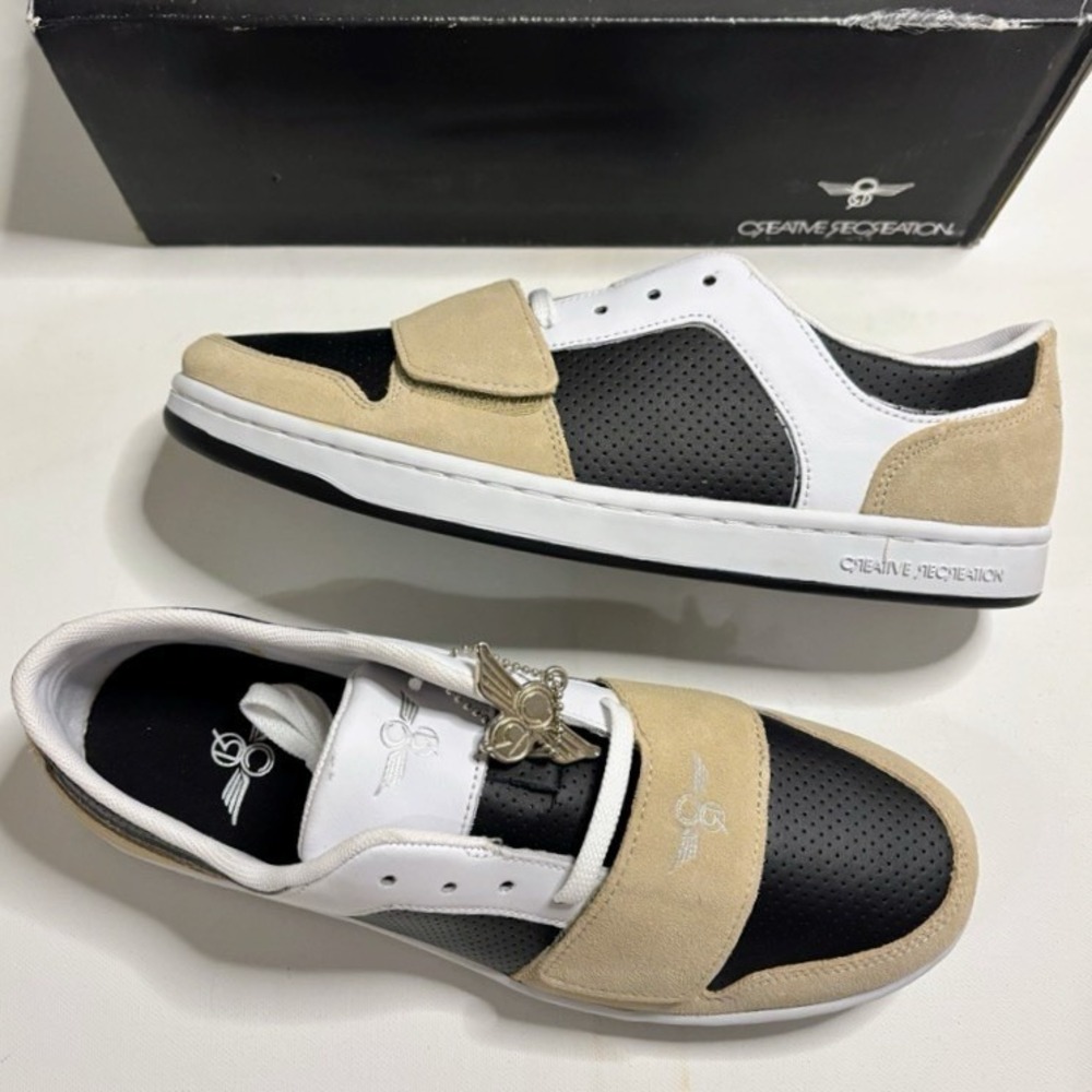 NEW Creative Recreation Men's Size 9.5 Cesario Lo Sneakers Black White Khaki